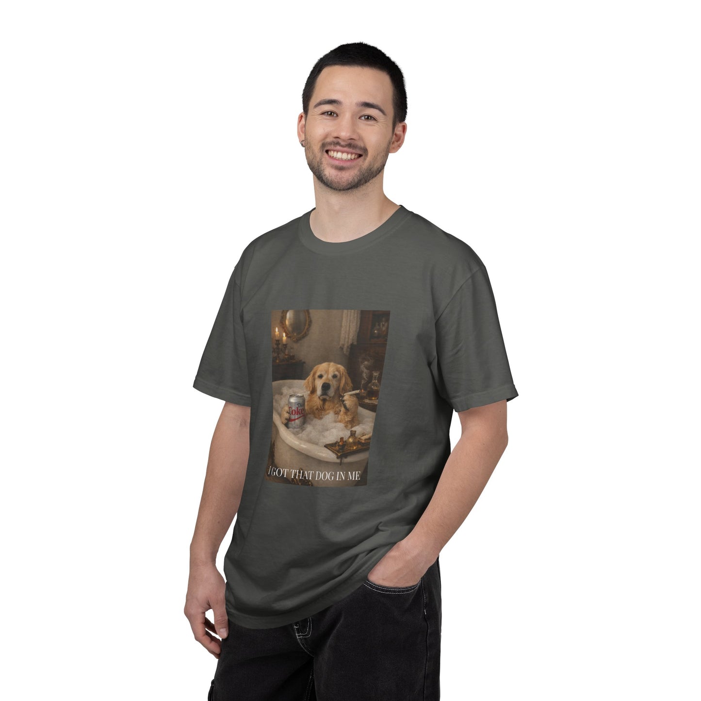 T‑Shirt — Golden Retriever Bubble Bath 'If I Fits I Sits' Cute Dog Graphic Tee