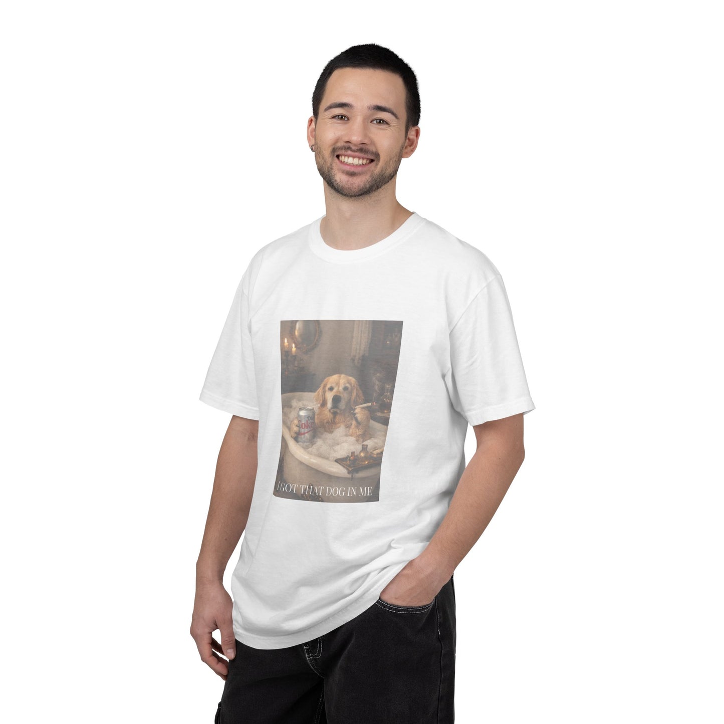 T‑Shirt — Golden Retriever Bubble Bath 'If I Fits I Sits' Cute Dog Graphic Tee